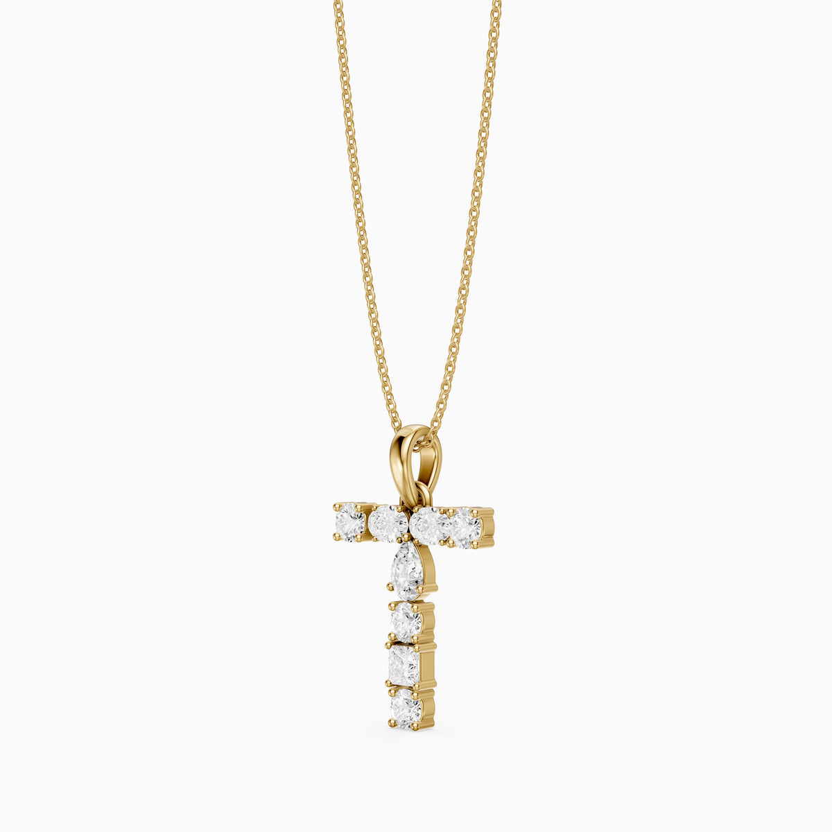 Lykke Multi Shape Lab Grown Diamond Initial T Pendant