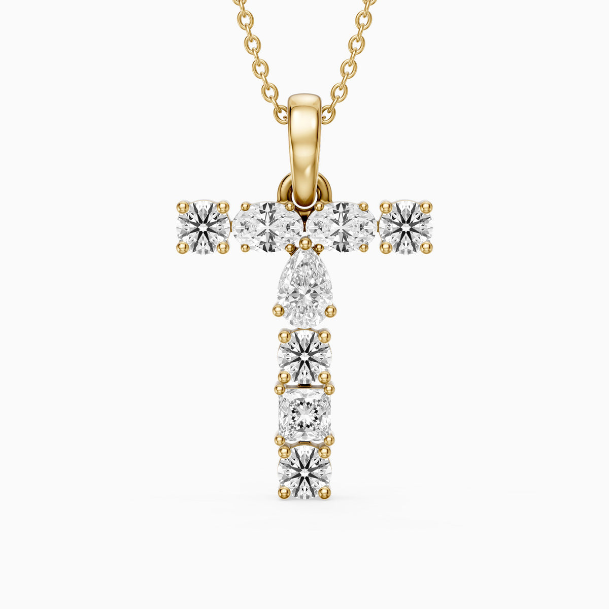 Lykke Multi Shape Lab Grown Diamond Initial T Pendant