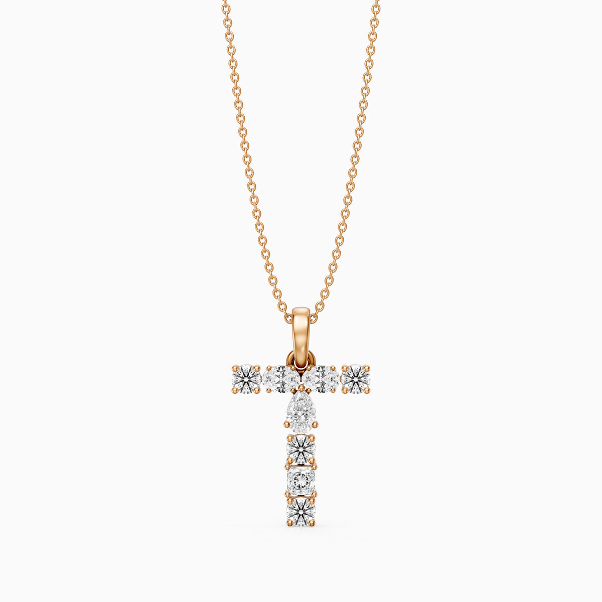Lykke Multi Shape Lab Grown Diamond Initial T Pendant