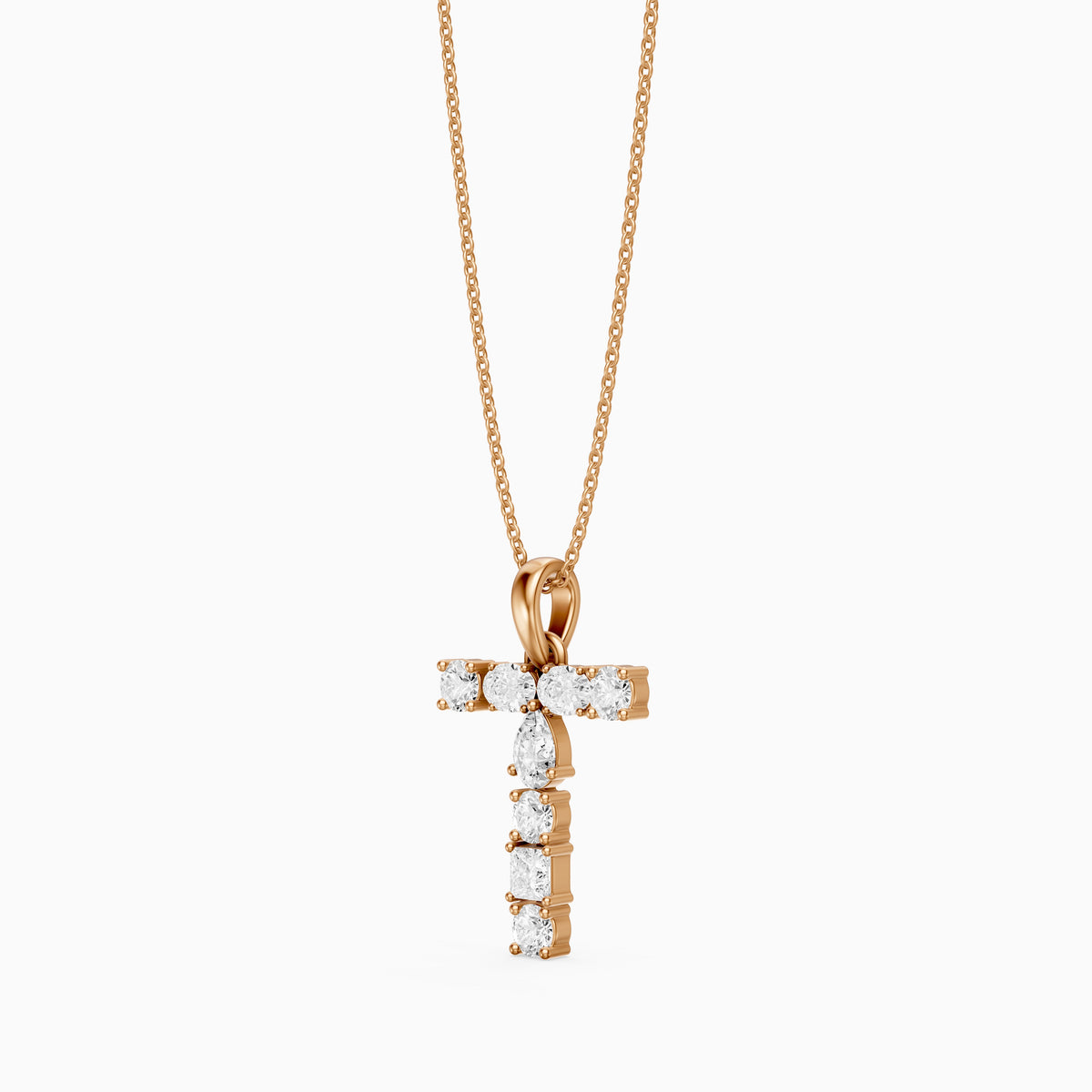 Lykke Multi Shape Lab Grown Diamond Initial T Pendant