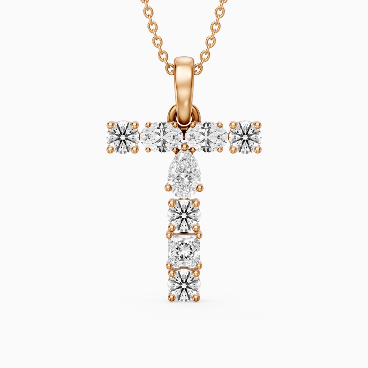Lykke Multi Shape Lab Grown Diamond Initial T Pendant