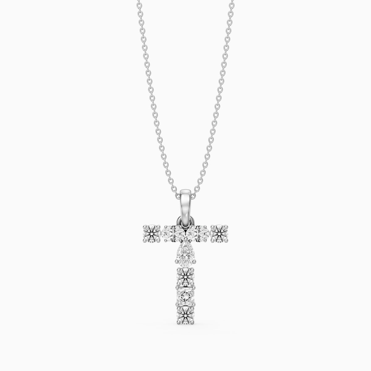 Lykke Multi Shape Lab Grown Diamond Initial T Pendant