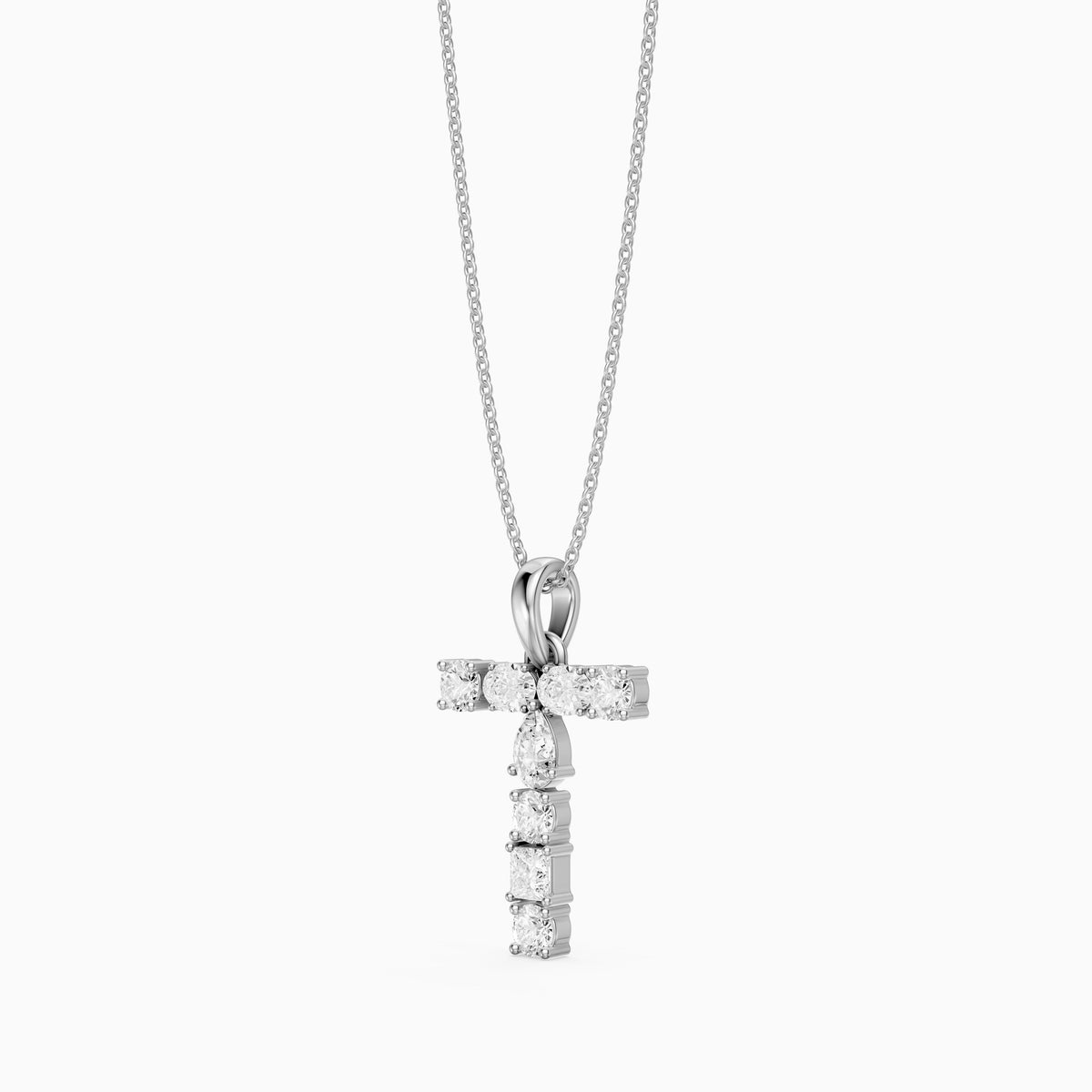 Lykke Multi Shape Lab Grown Diamond Initial T Pendant