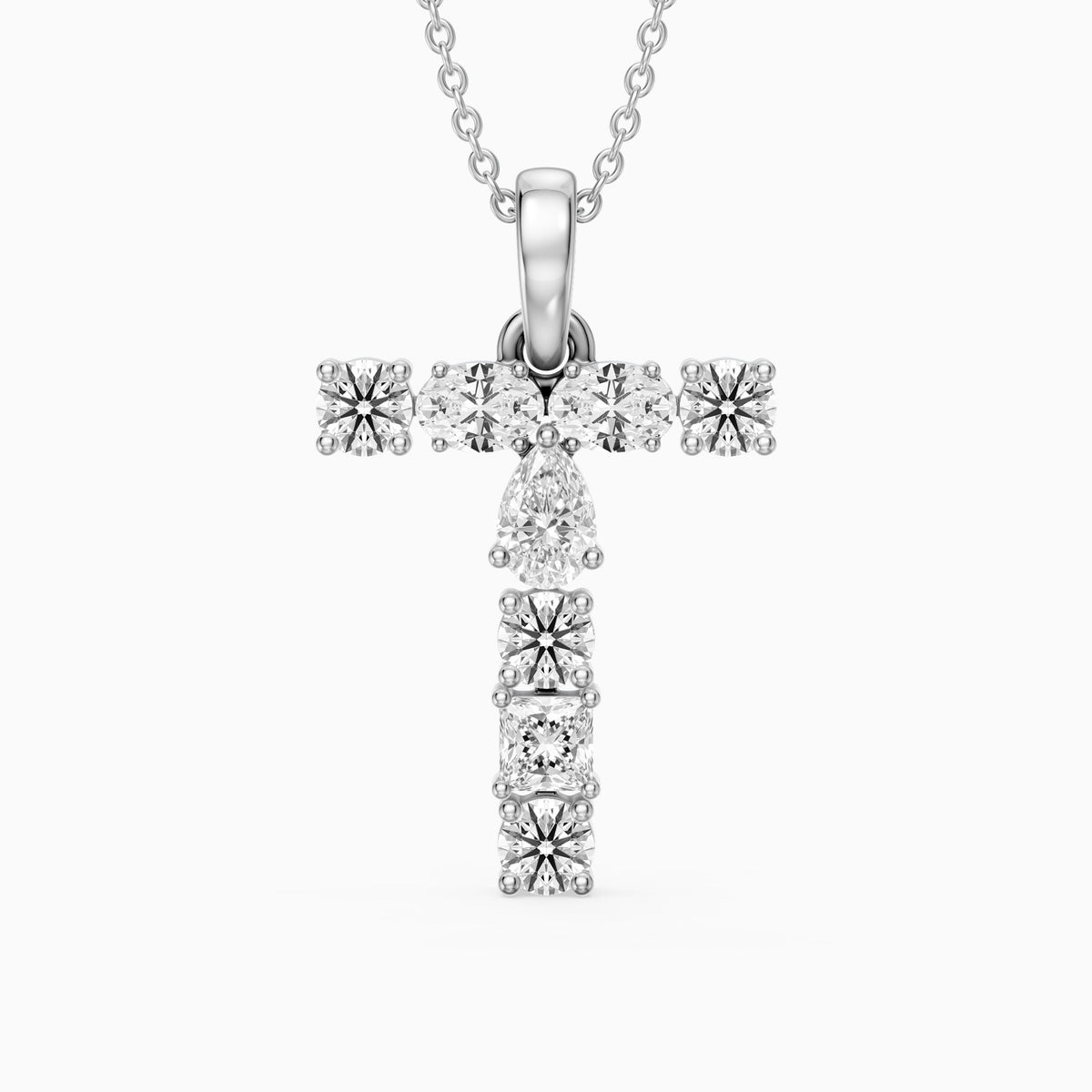 Lykke Multi Shape Lab Grown Diamond Initial T Pendant