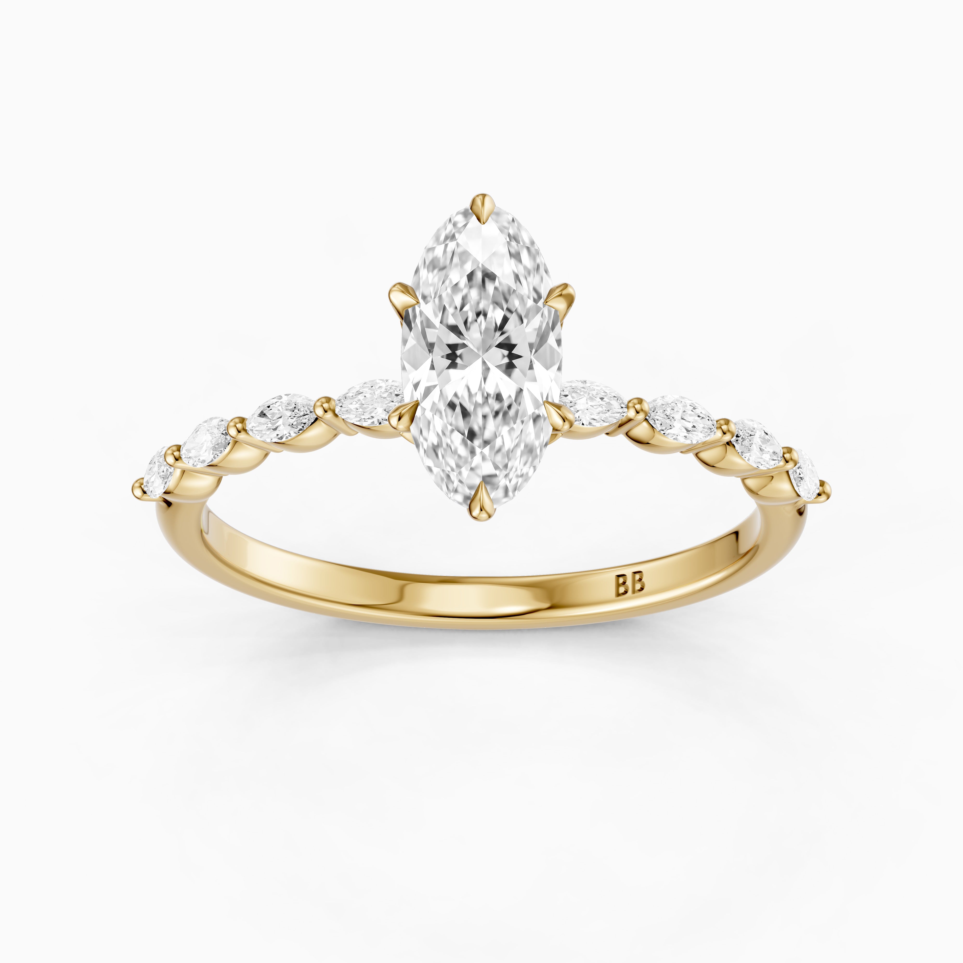 Octavia Moval Hidden Halo Lab Grown Diamond Ring With Side Stone