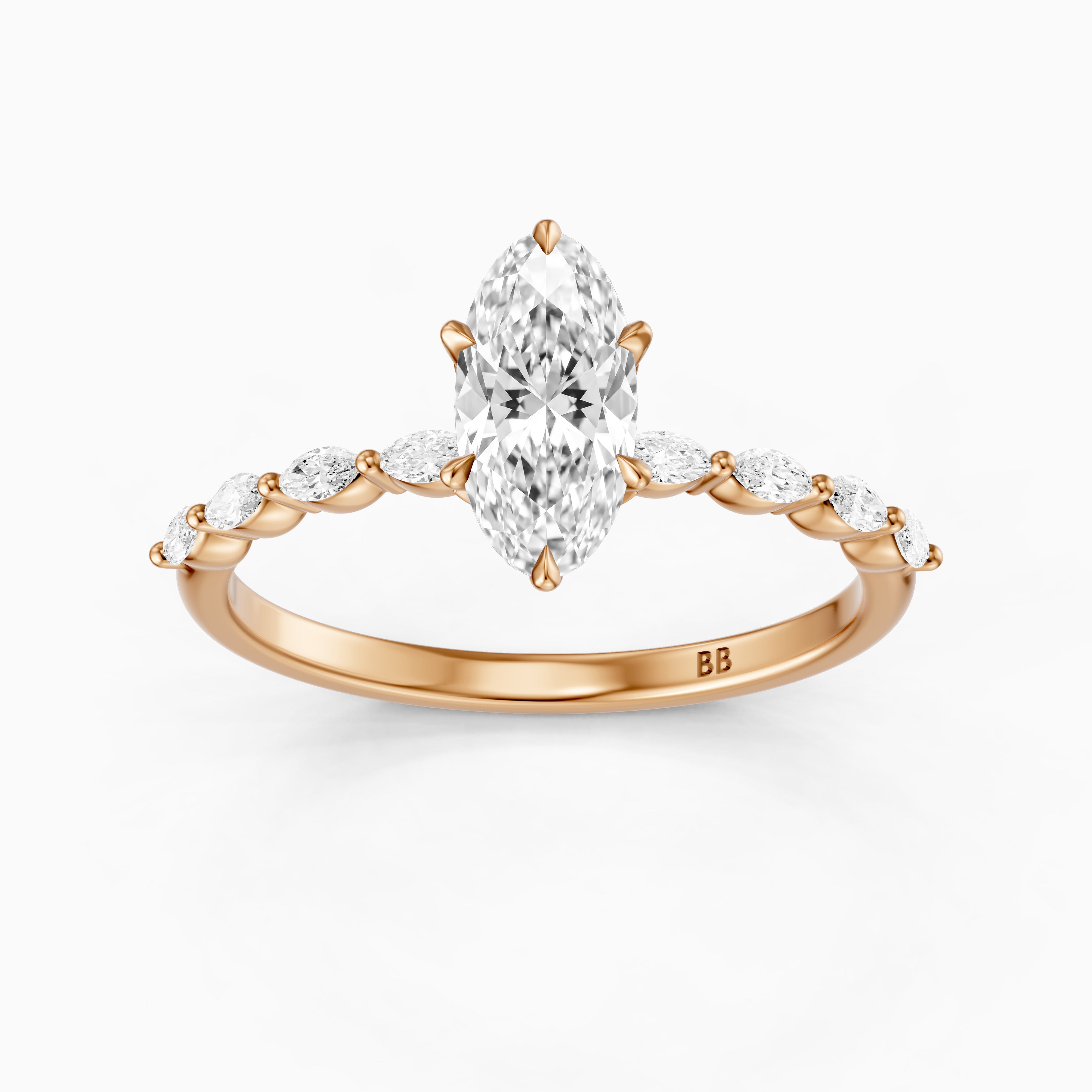 Octavia Moval Hidden Halo Lab Grown Diamond Ring With Side Stone