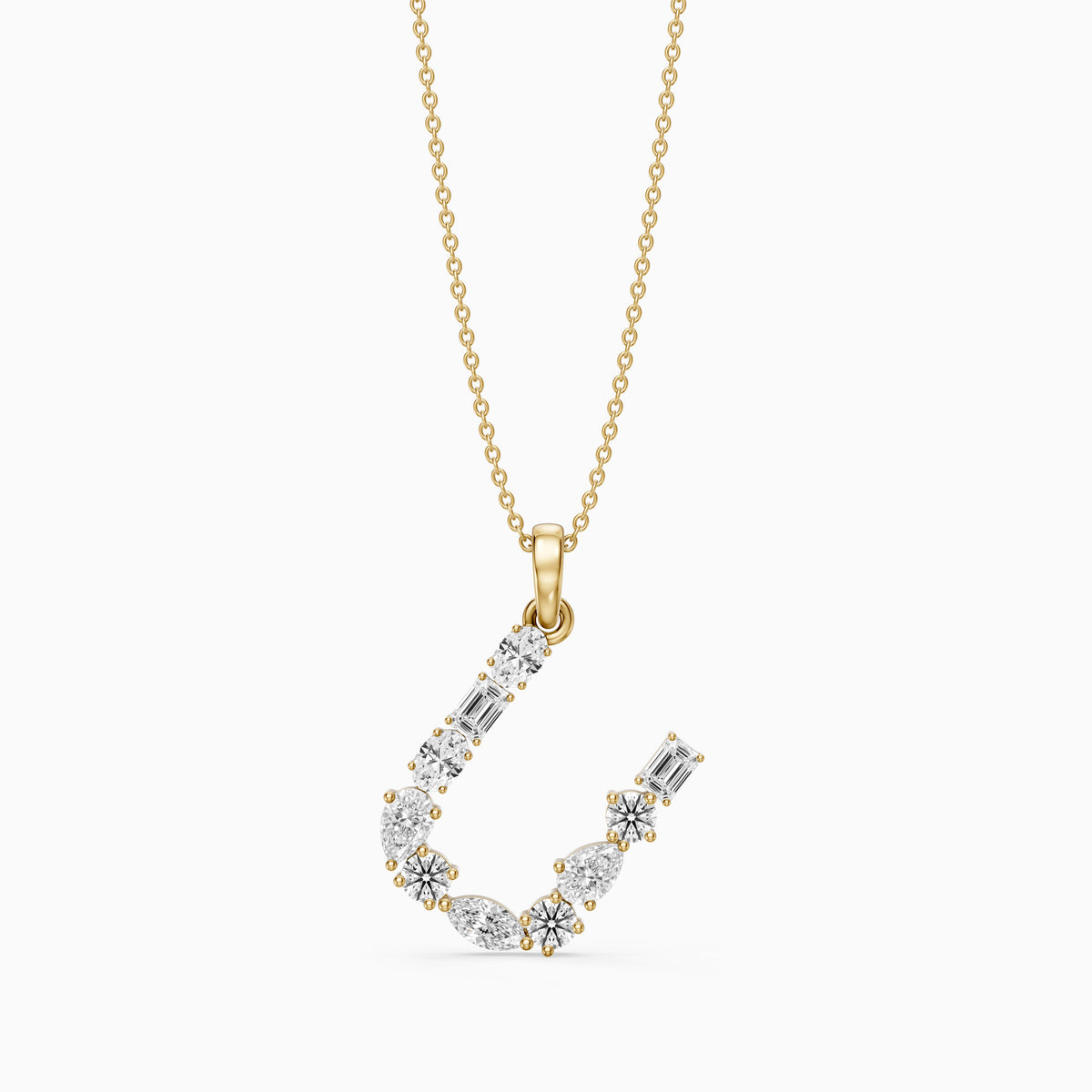 Ebba Multi Shape Lab Grown Diamond Initial U Pendant