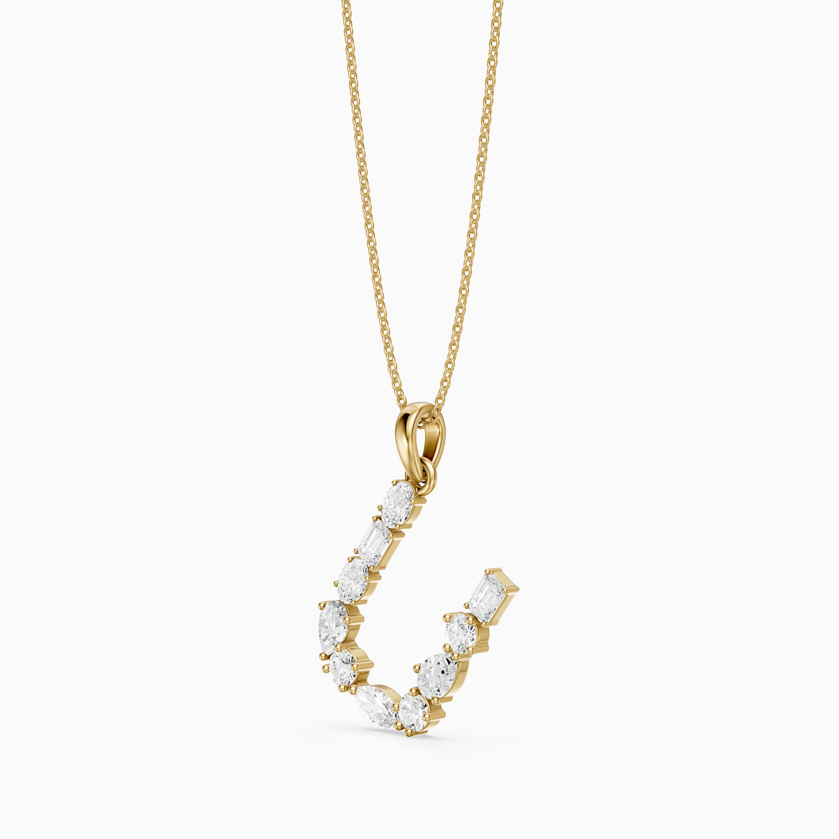 Ebba Multi Shape Lab Grown Diamond Initial U Pendant