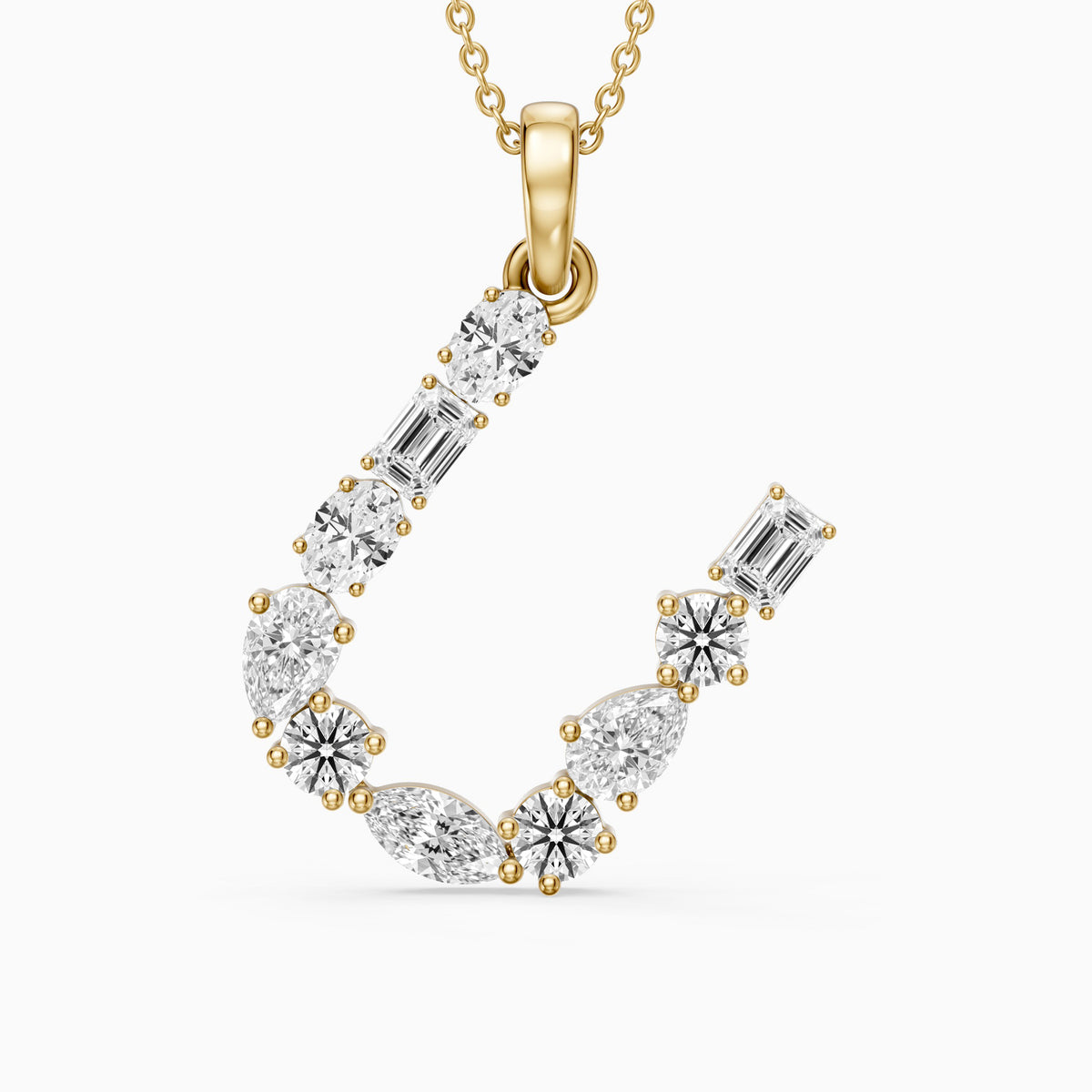 Ebba Multi Shape Lab Grown Diamond Initial U Pendant