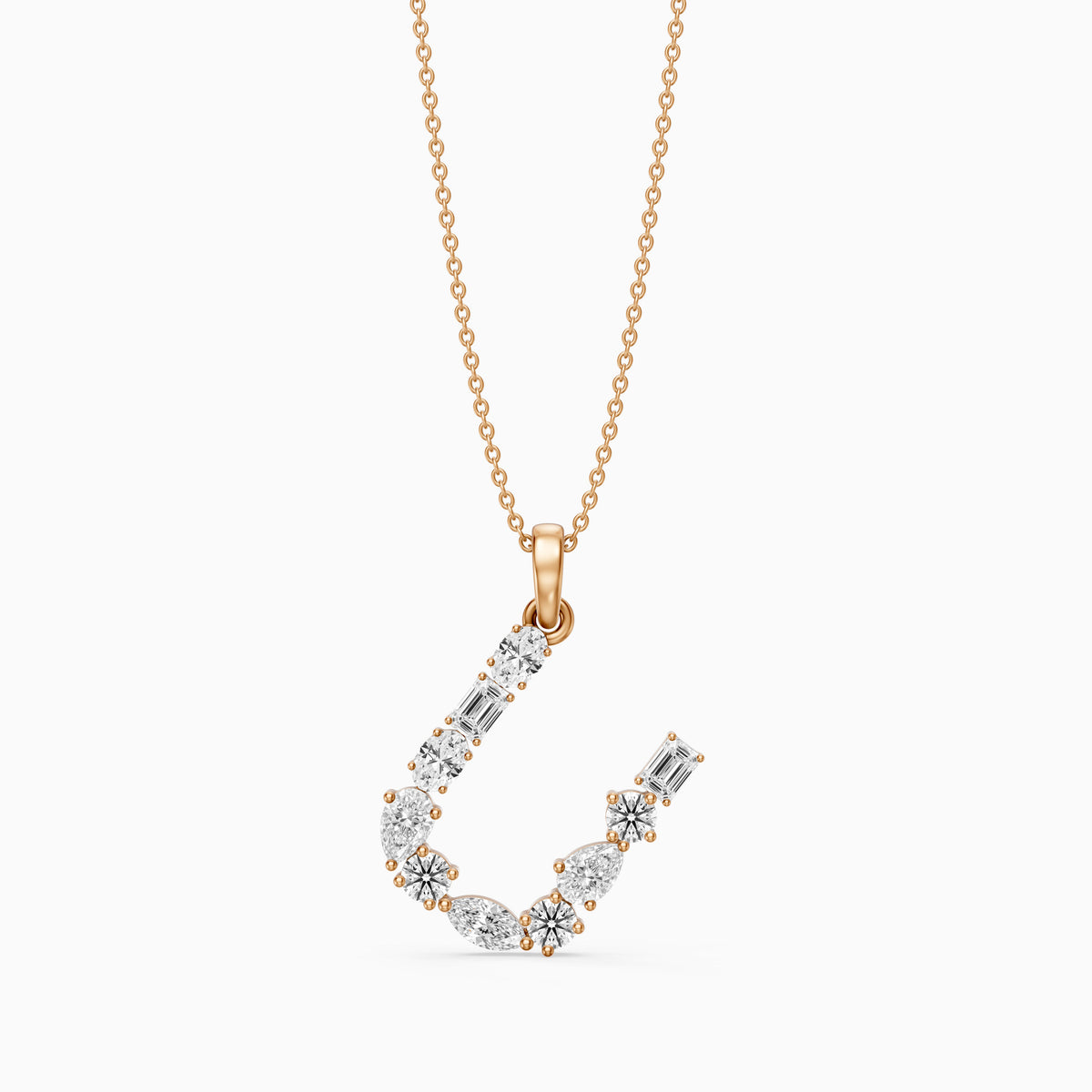 Ebba Multi Shape Lab Grown Diamond Initial U Pendant