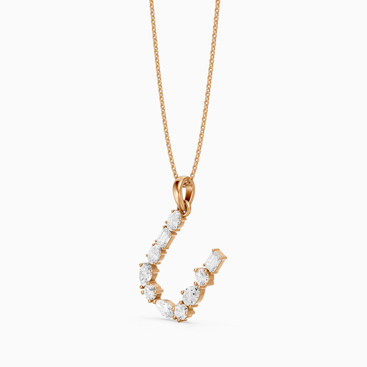 Ebba Multi Shape Lab Grown Diamond Initial U Pendant