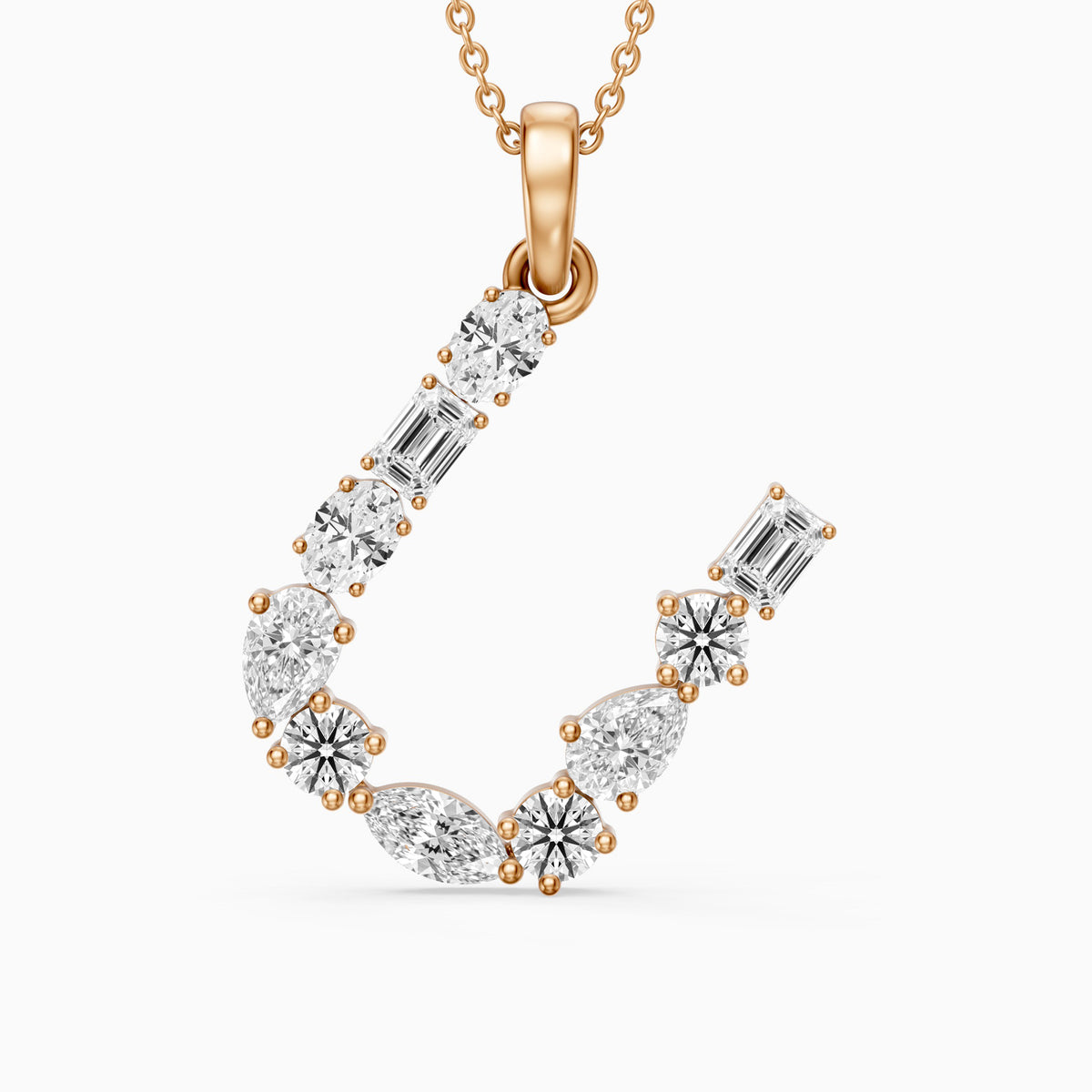 Ebba Multi Shape Lab Grown Diamond Initial U Pendant