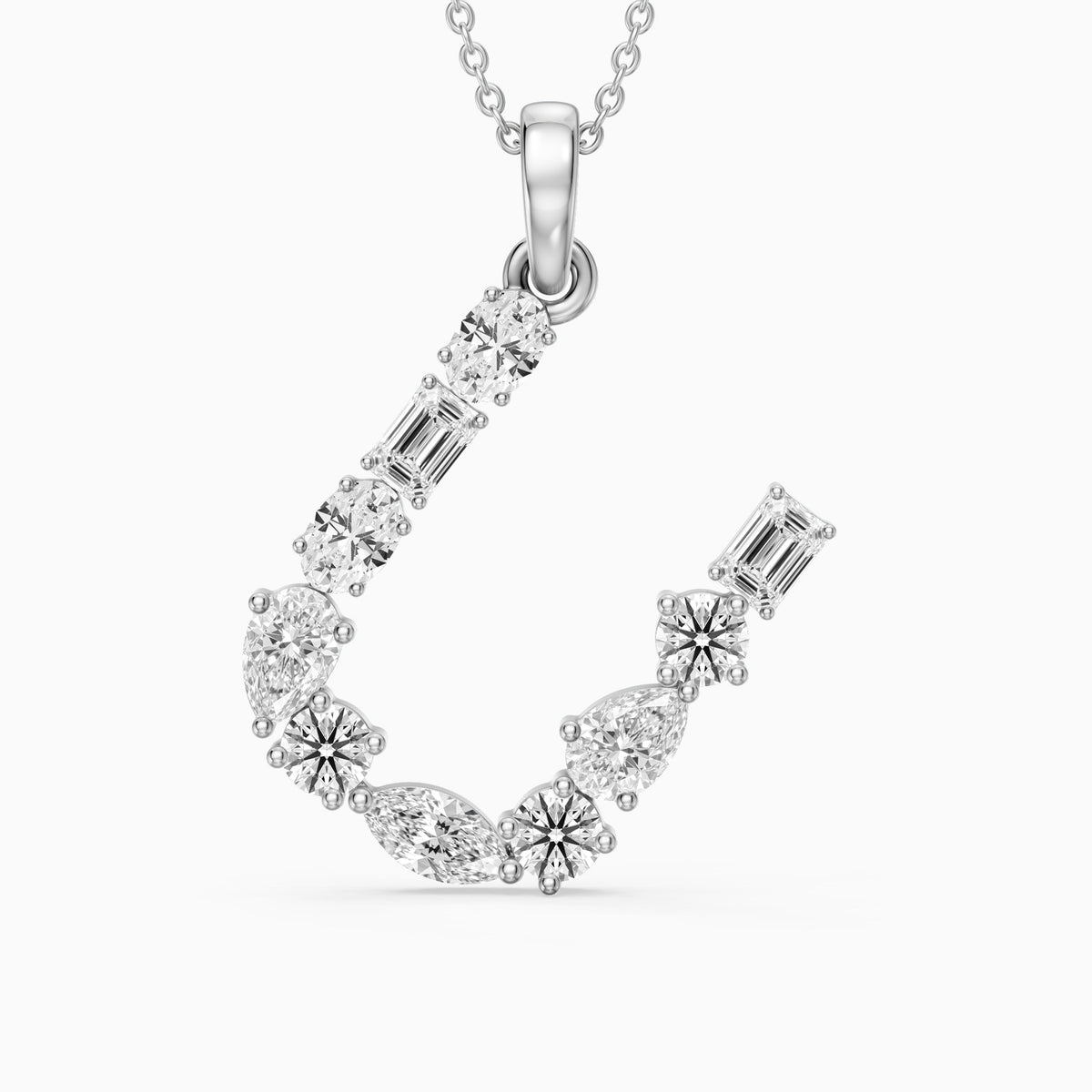 Ebba Multi Shape Lab Grown Diamond Initial U Pendant