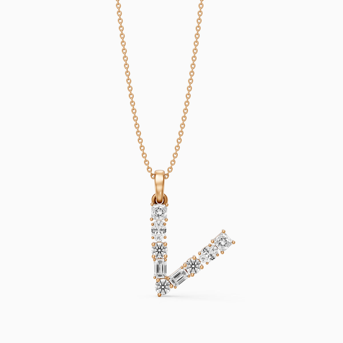 Tuva Multi Shape Lab Grown Diamond Initial V Pendant