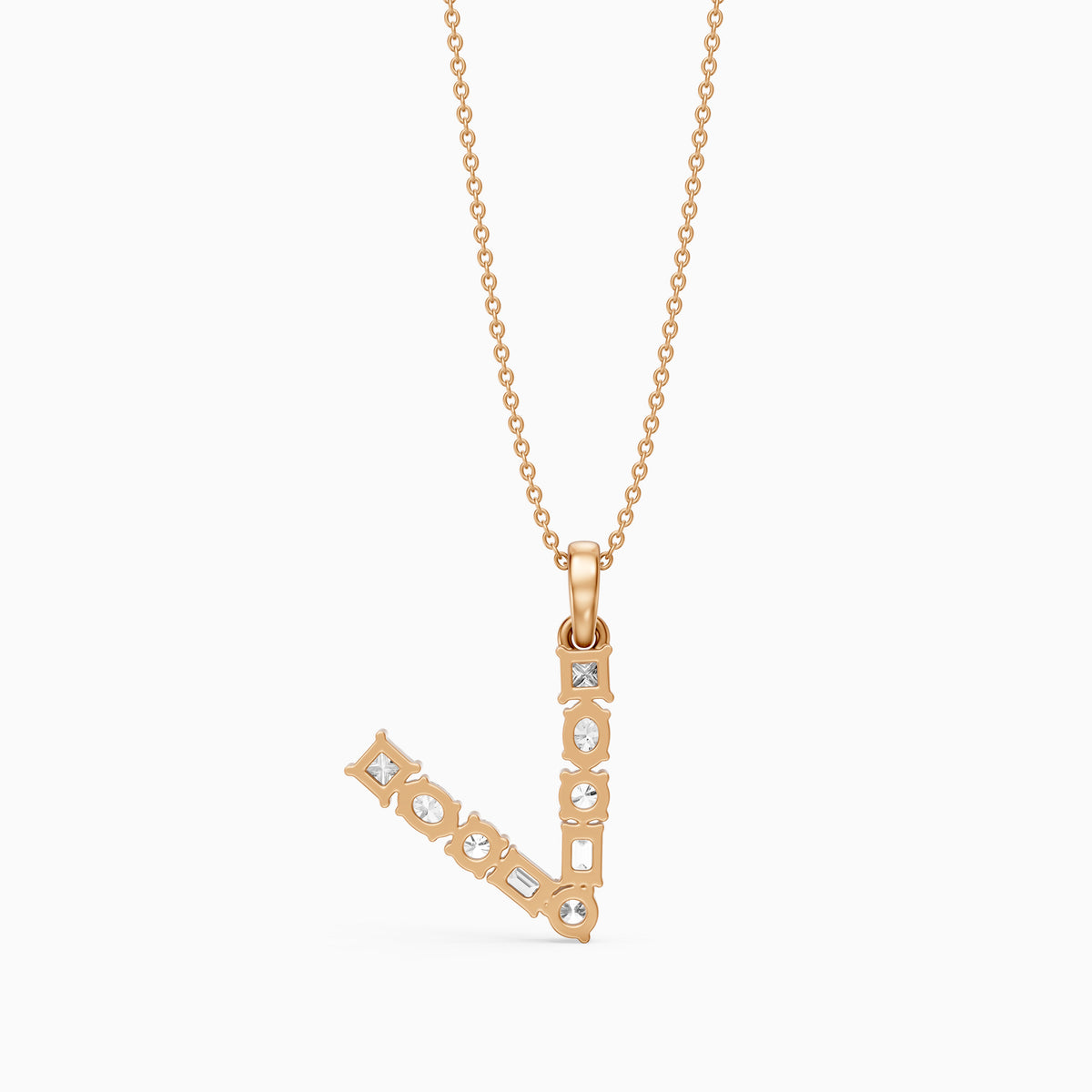 Tuva Multi Shape Lab Grown Diamond Initial V Pendant