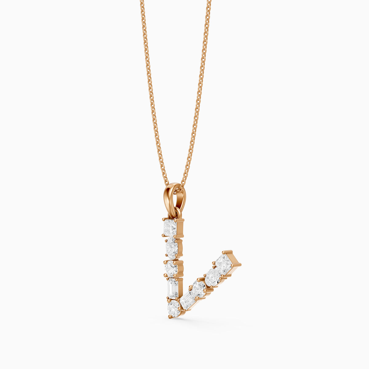 Tuva Multi Shape Lab Grown Diamond Initial V Pendant