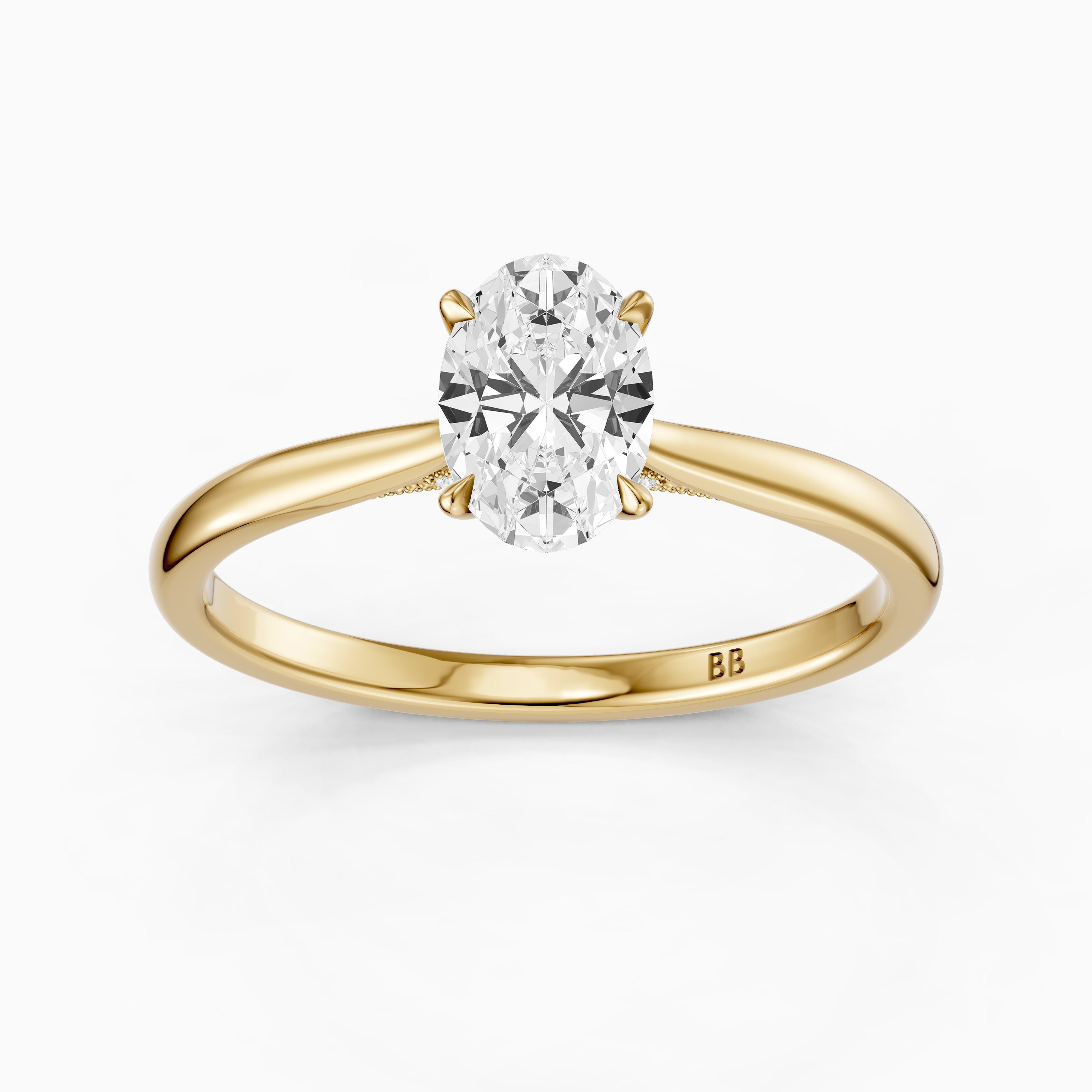Lila Oval Moissanite Diamond Cathedral Ring with Hidden Halo
