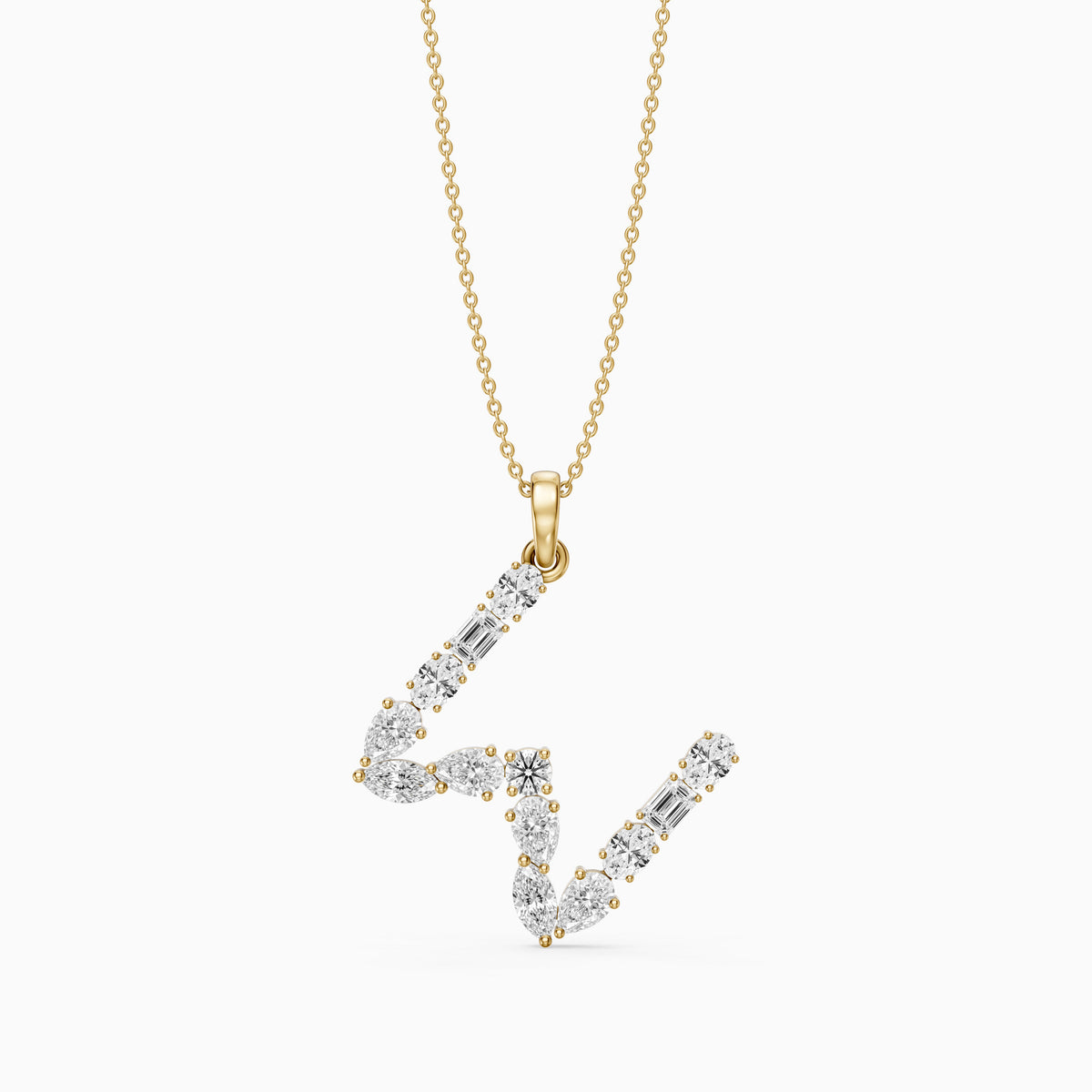 Ginevra Multi Shape Lab Grown Diamond Initial W Pendant