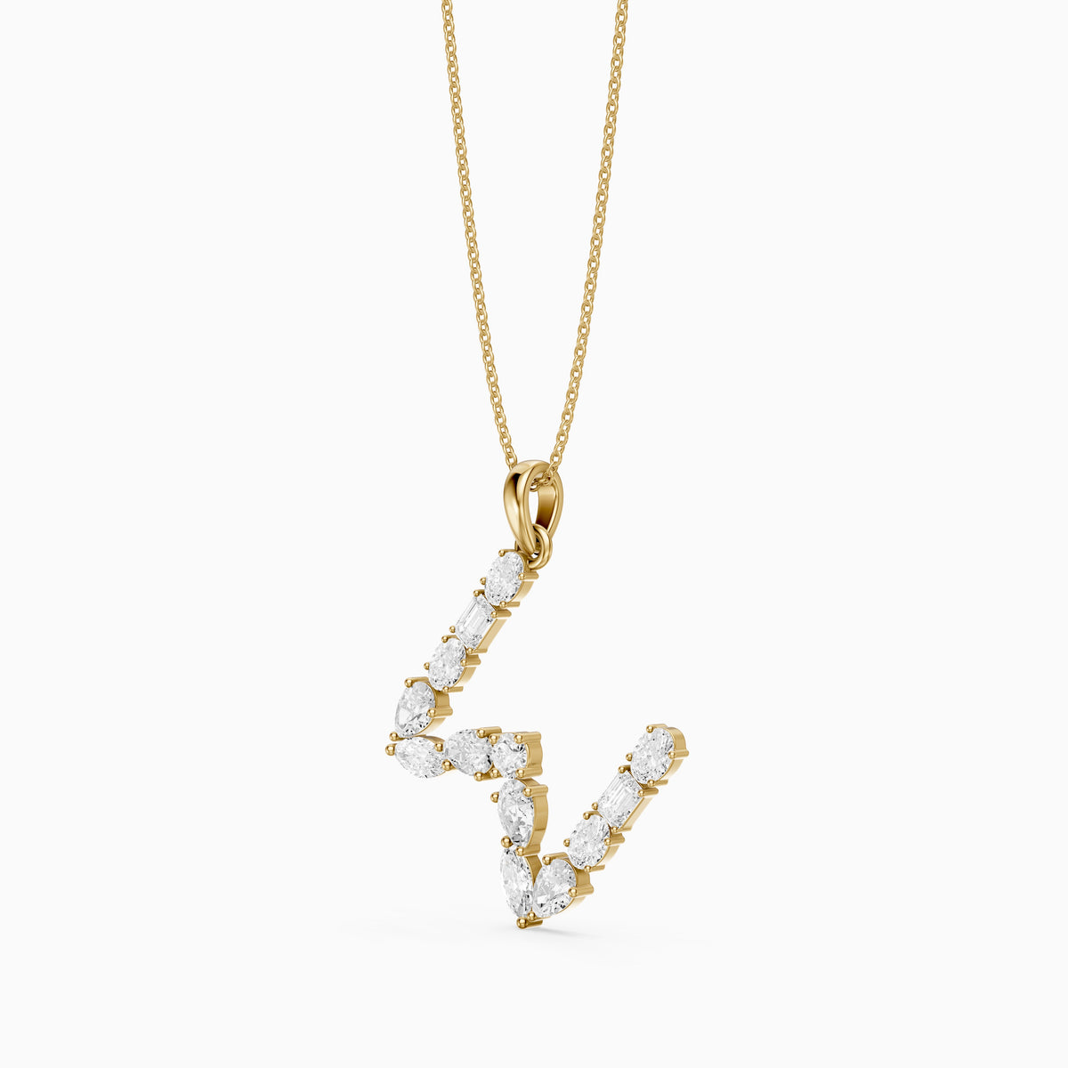 Ginevra Multi Shape Lab Grown Diamond Initial W Pendant