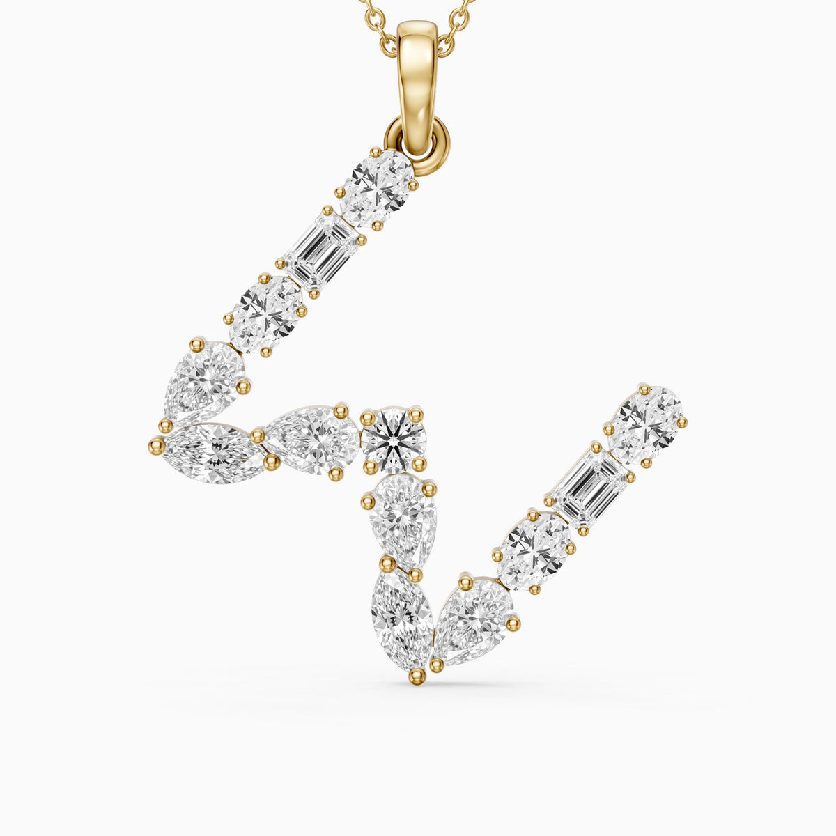Ginevra Multi Shape Lab Grown Diamond Initial W Pendant
