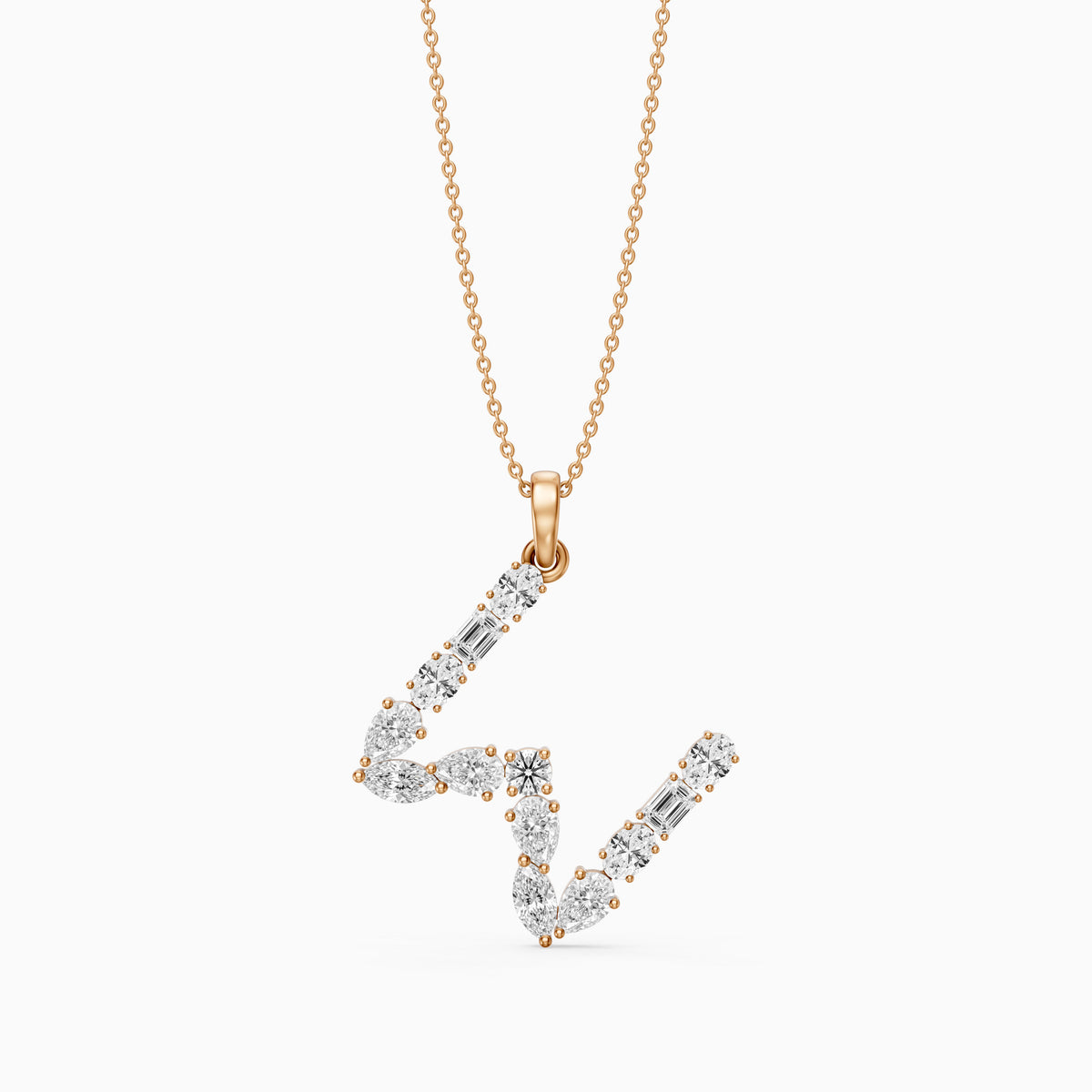Ginevra Multi Shape Lab Grown Diamond Initial W Pendant