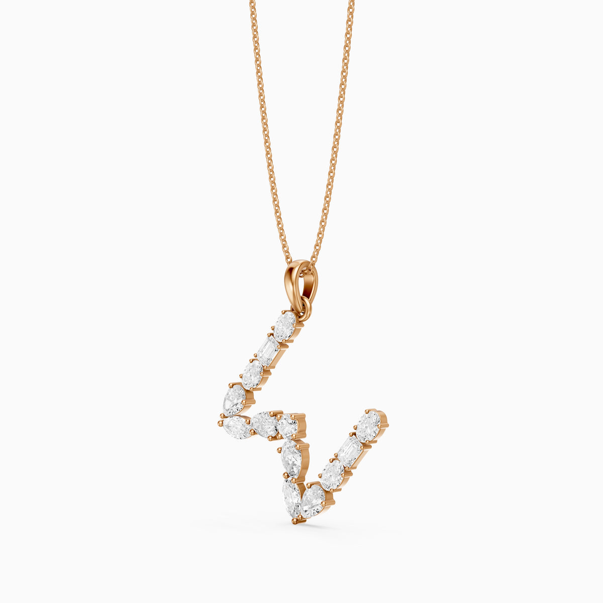 Ginevra Multi Shape Lab Grown Diamond Initial W Pendant