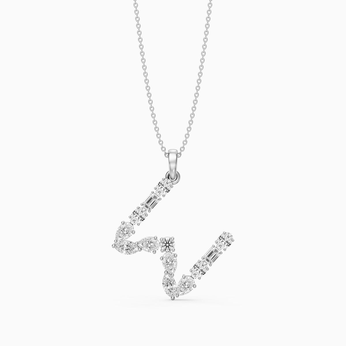 Ginevra Multi Shape Lab Grown Diamond Initial W Pendant