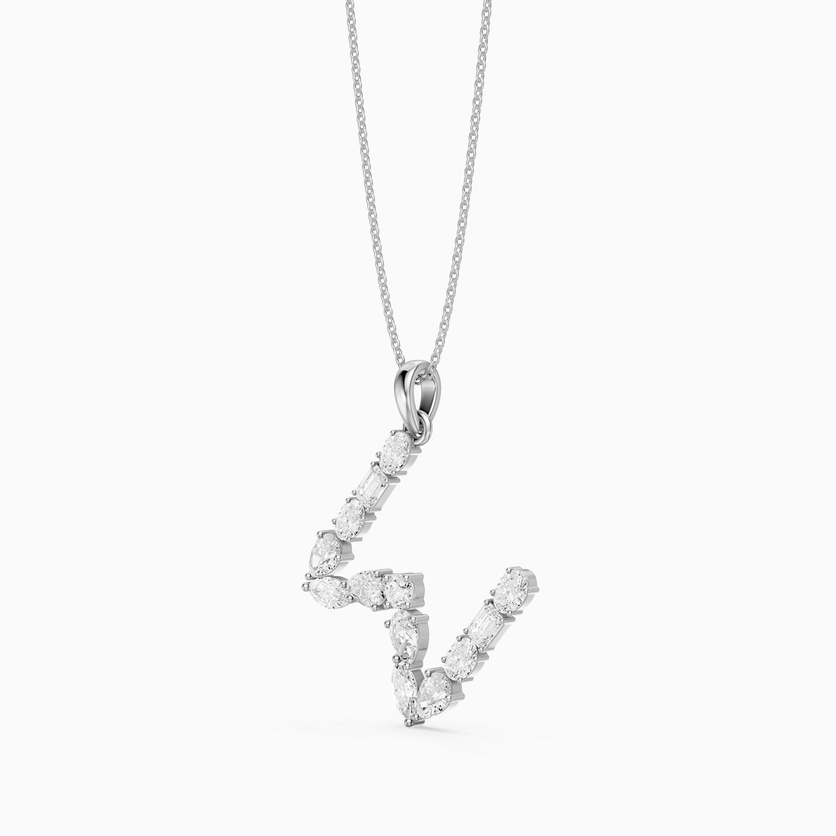Ginevra Multi Shape Lab Grown Diamond Initial W Pendant