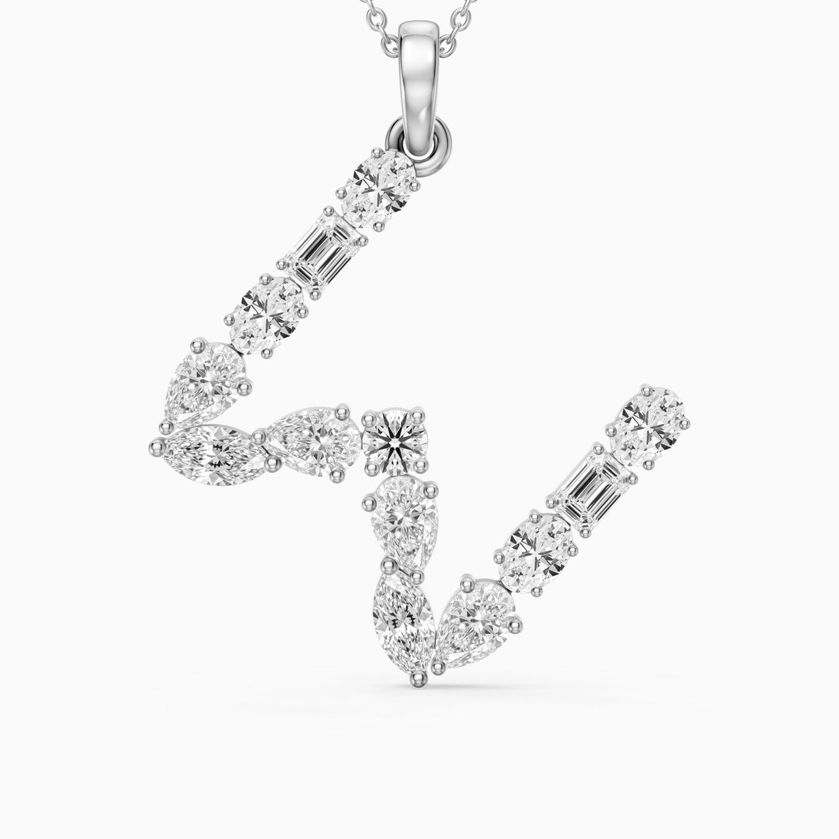 Ginevra Multi Shape Lab Grown Diamond Initial W Pendant