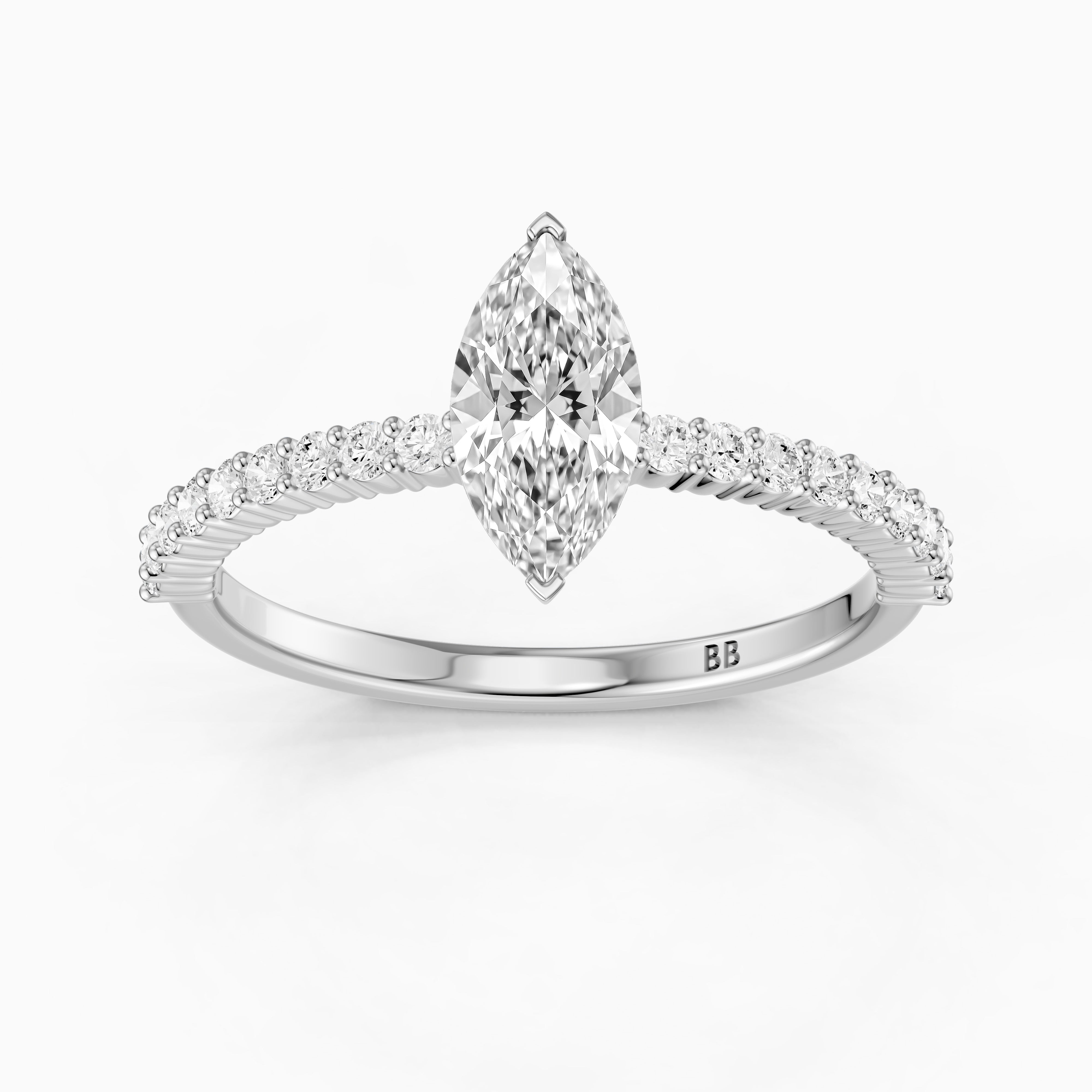 Molly Marquise Moissanite Diamond Hidden Halo Pavé Ring