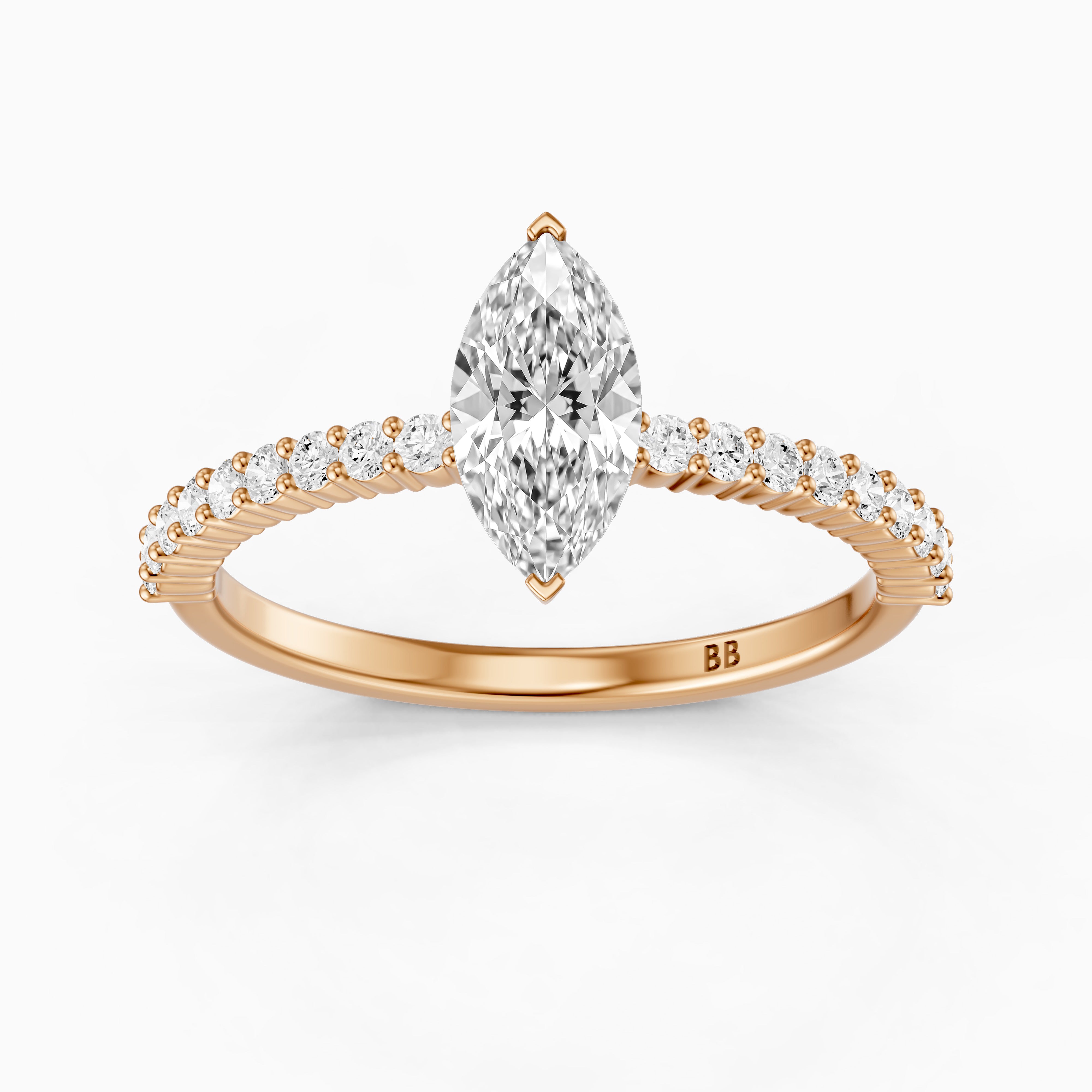 Molly Marquise Moissanite Diamond Hidden Halo Pavé Ring