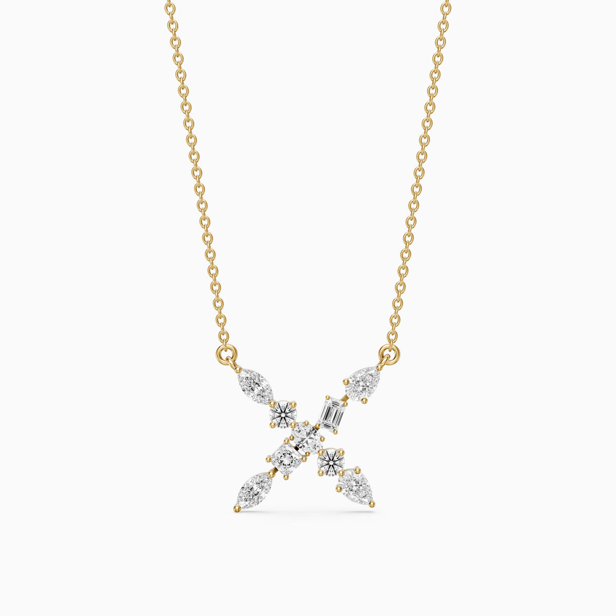 Sidonie Multi Shape Lab Grown Diamond Initial X Pendant