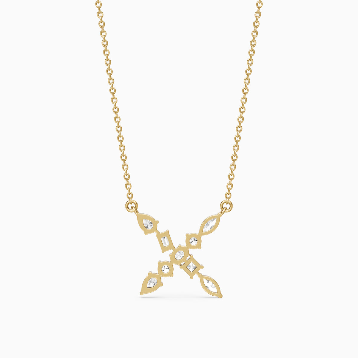 Sidonie Multi Shape Lab Grown Diamond Initial X Pendant