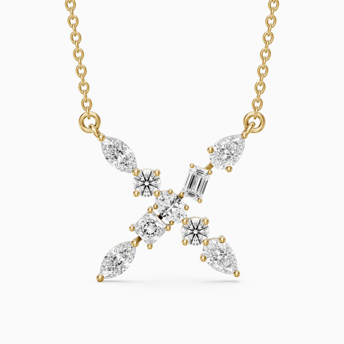Sidonie Multi Shape Lab Grown Diamond Initial X Pendant