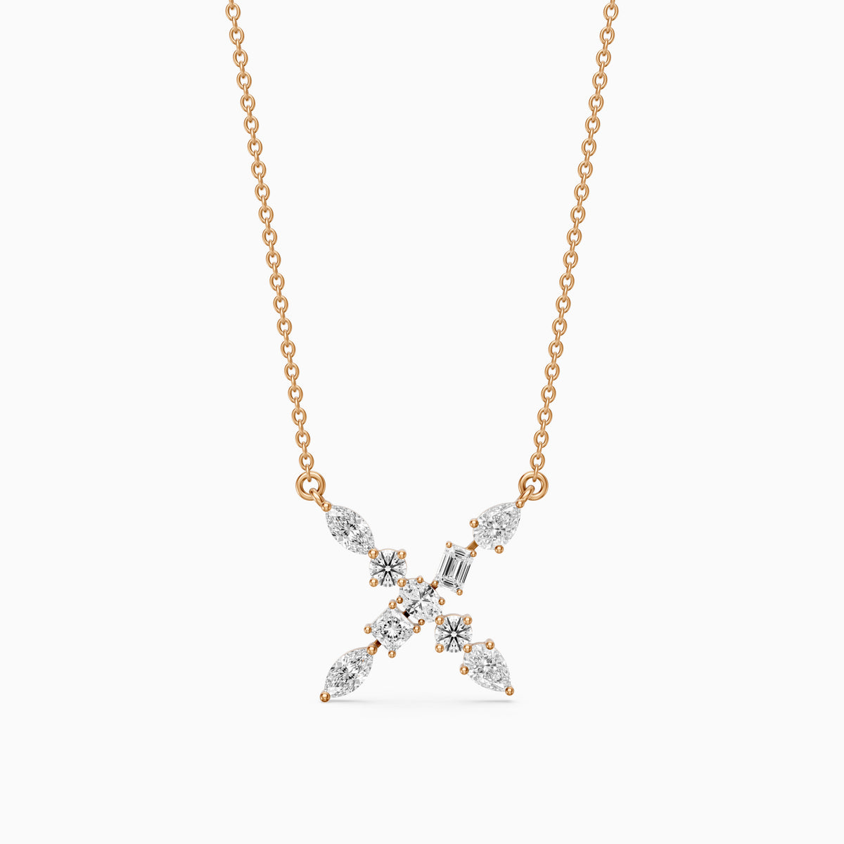 Sidonie Multi Shape Lab Grown Diamond Initial X Pendant