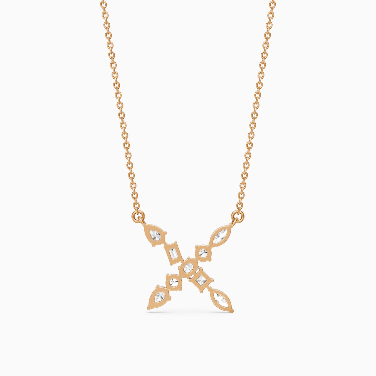 Sidonie Multi Shape Lab Grown Diamond Initial X Pendant