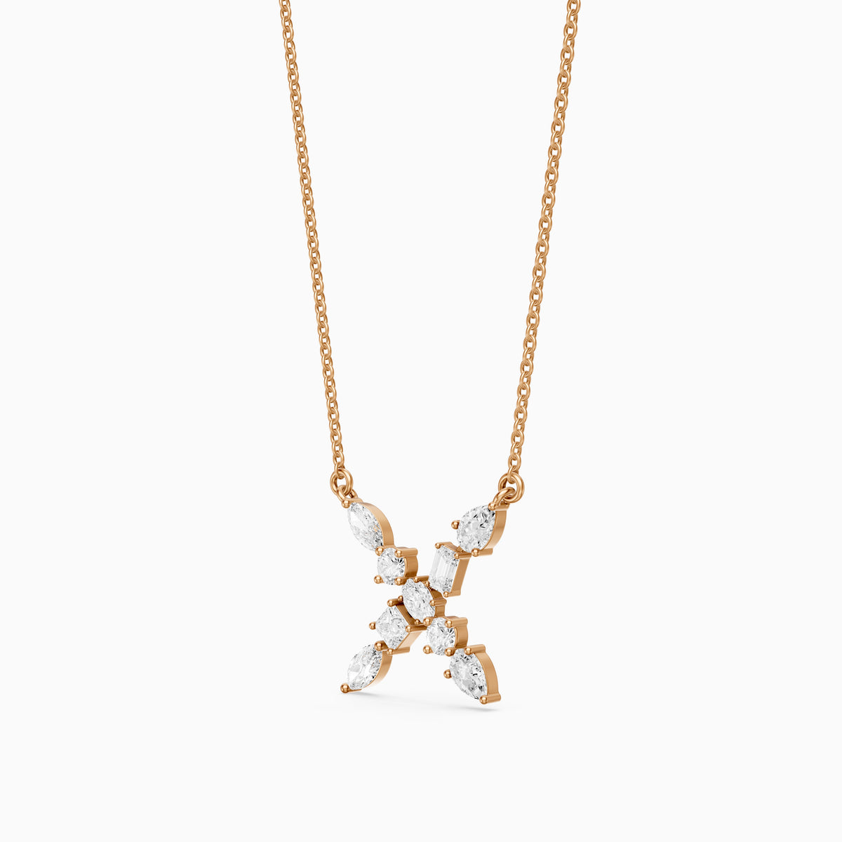 Sidonie Multi Shape Lab Grown Diamond Initial X Pendant