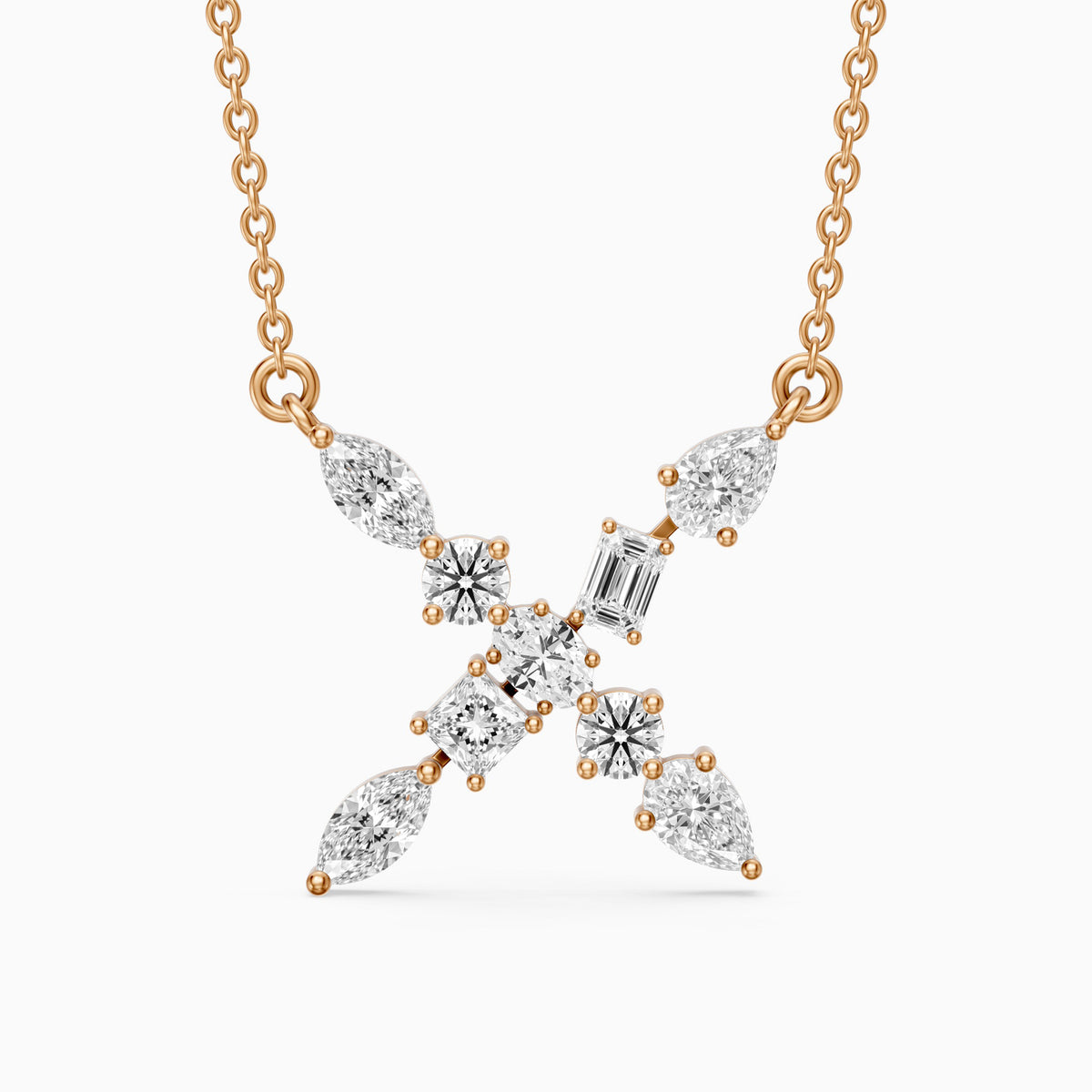 Sidonie Multi Shape Lab Grown Diamond Initial X Pendant