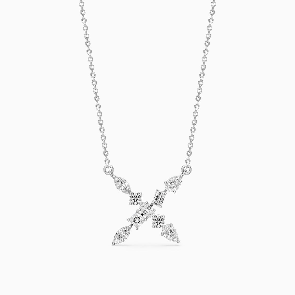 Sidonie Multi Shape Lab Grown Diamond Initial X Pendant