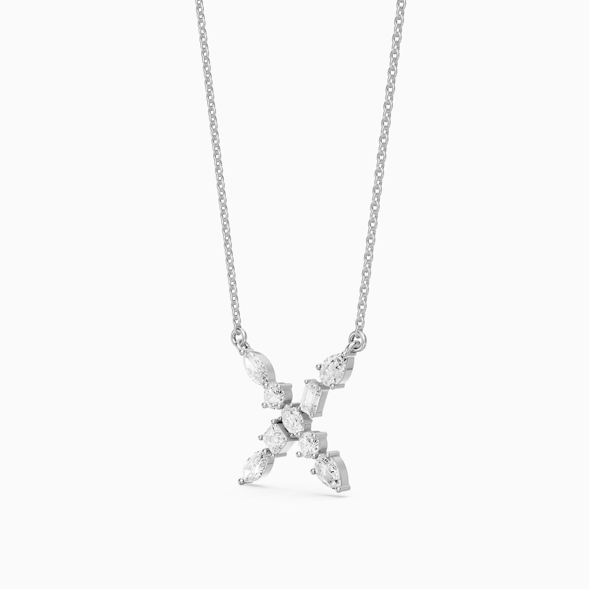 Sidonie Multi Shape Lab Grown Diamond Initial X Pendant