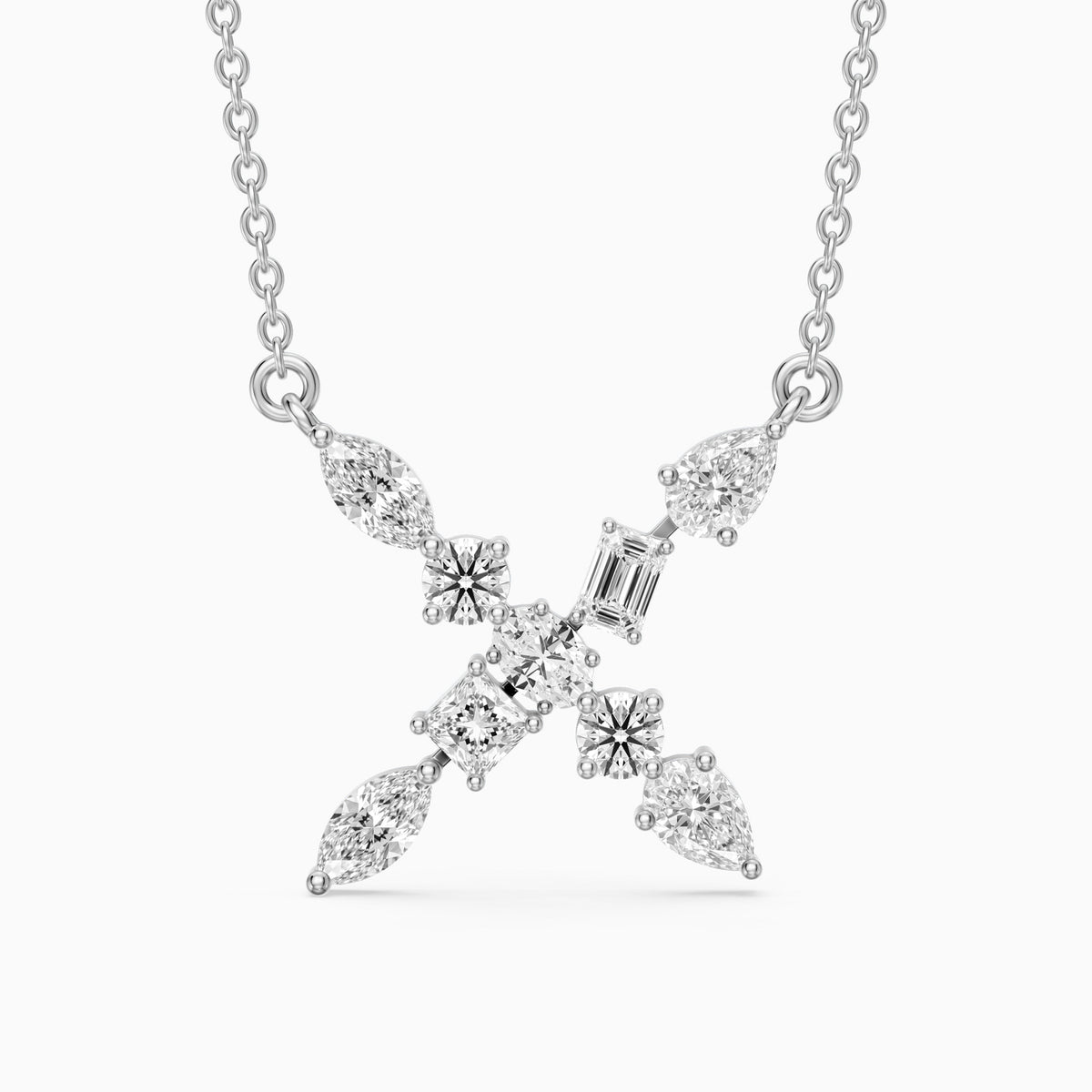 Sidonie Multi Shape Lab Grown Diamond Initial X Pendant