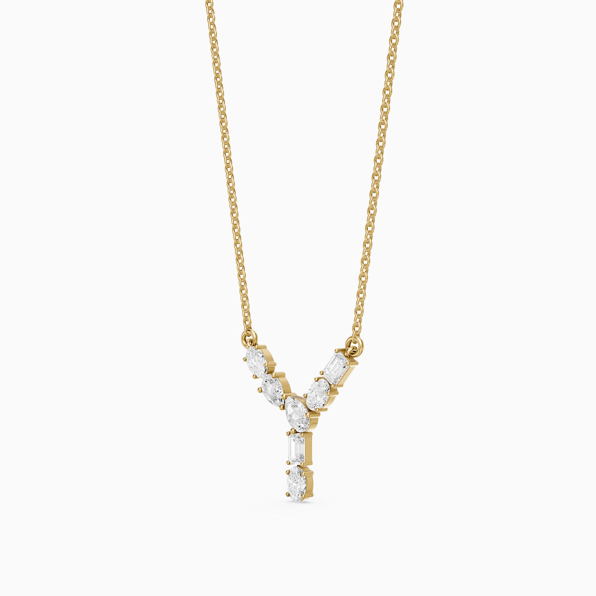Noelia Multi Shape Lab Grown Diamond Initial Y Pendant
