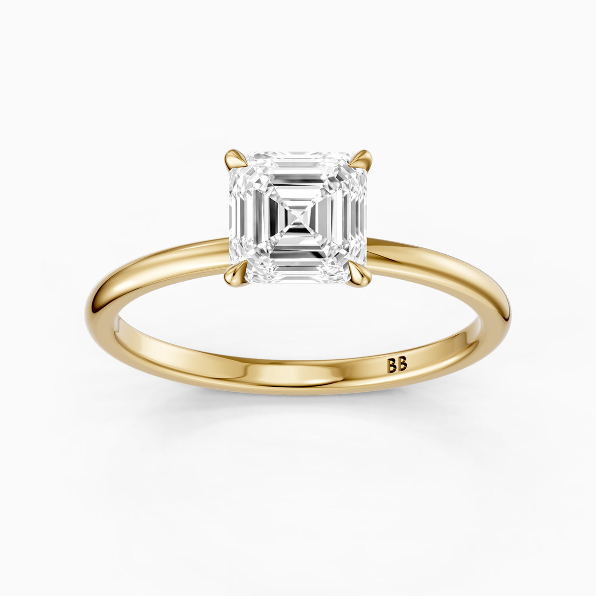 Blake Asscher Cut Hidden Halo Solitaire Lab Grown Diamond Ring