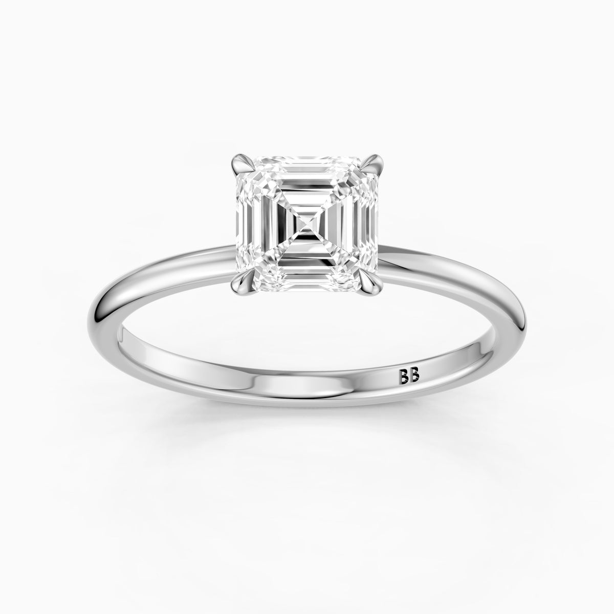 Blake Asscher Cut Hidden Halo Solitaire Lab Grown Diamond Ring