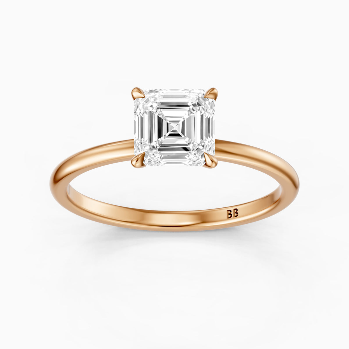 Blake Asscher Cut Hidden Halo Solitaire Lab Grown Diamond Ring