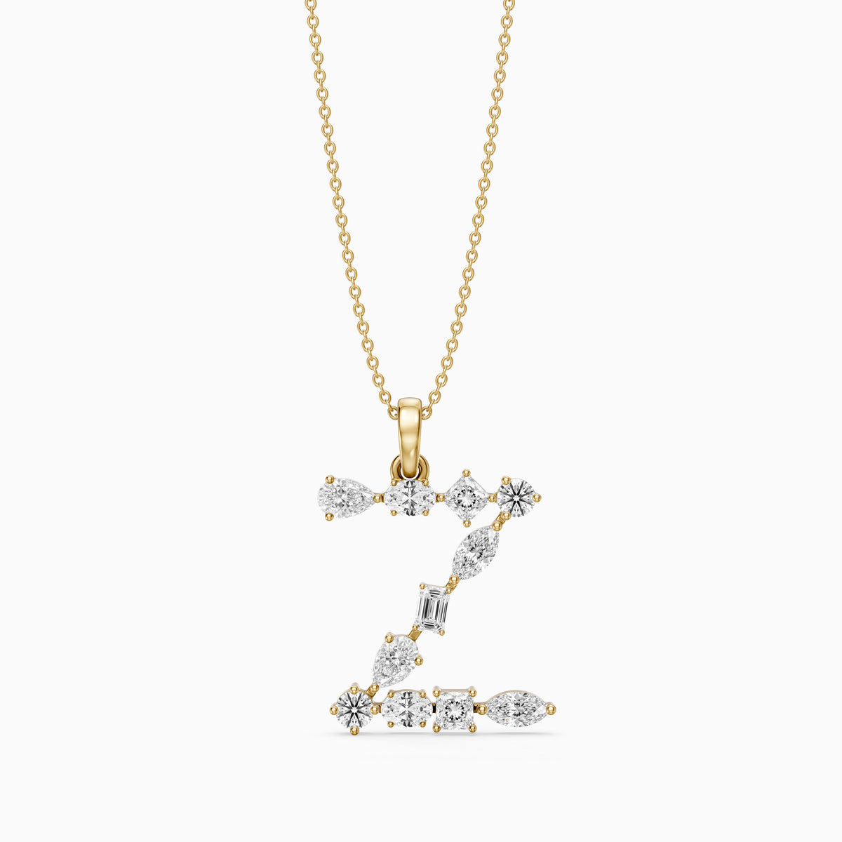 Floriane Multi Shape Lab Grown Diamond Initial Z Pendant
