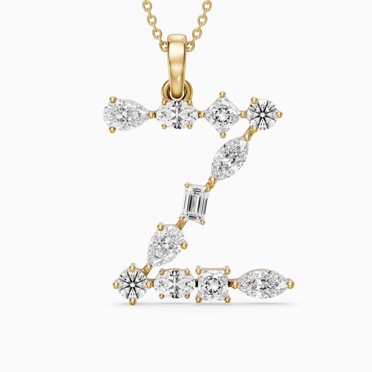 Floriane Multi Shape Lab Grown Diamond Initial Z Pendant