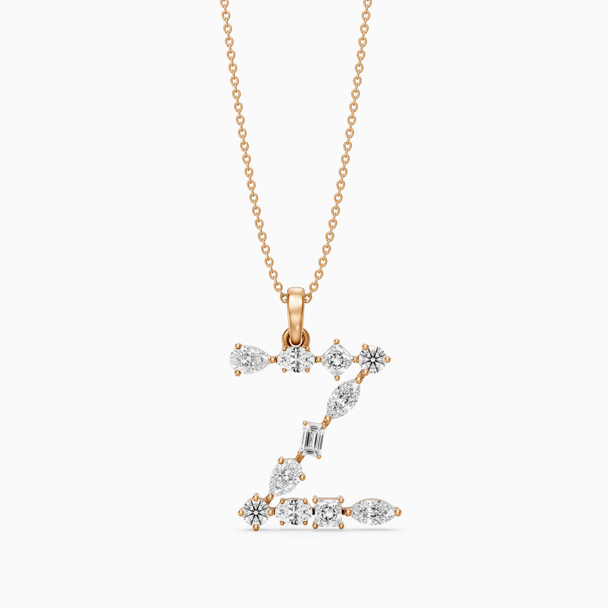 Floriane Multi Shape Lab Grown Diamond Initial Z Pendant
