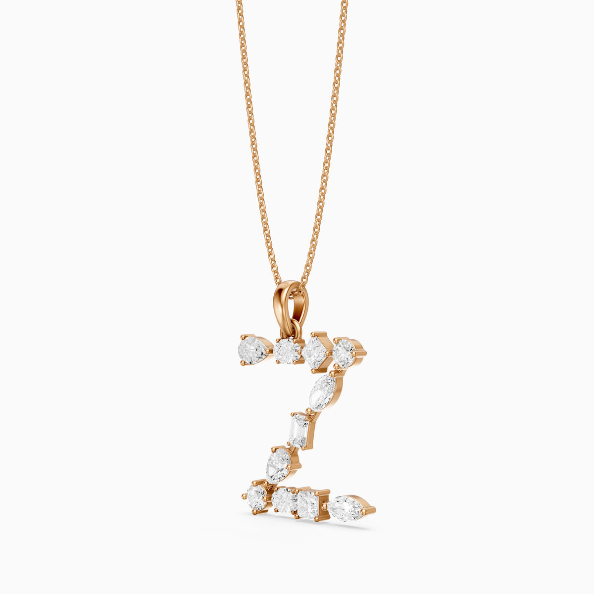 Floriane Multi Shape Lab Grown Diamond Initial Z Pendant