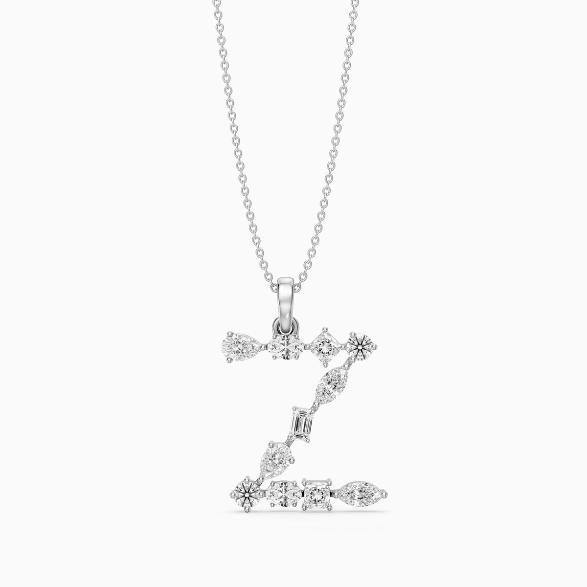 Floriane Multi Shape Lab Grown Diamond Initial Z Pendant